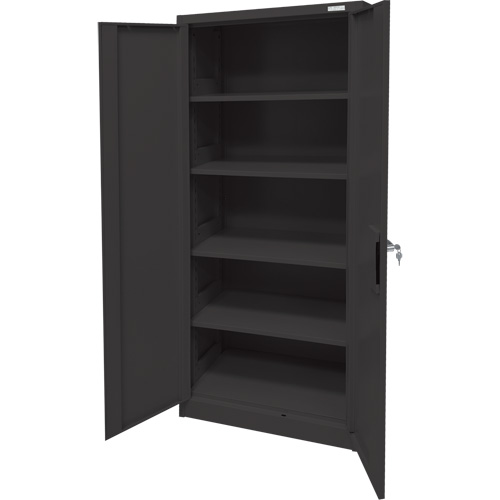 Storage Cabinet, Steel, 4 Shelves, 66" H x 30" W x 15" D, Black Duraquip Inc
