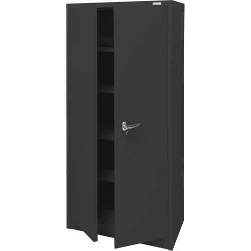Storage Cabinet, Steel, 4 Shelves, 66" H x 30" W x 15" D, Black Duraquip Inc