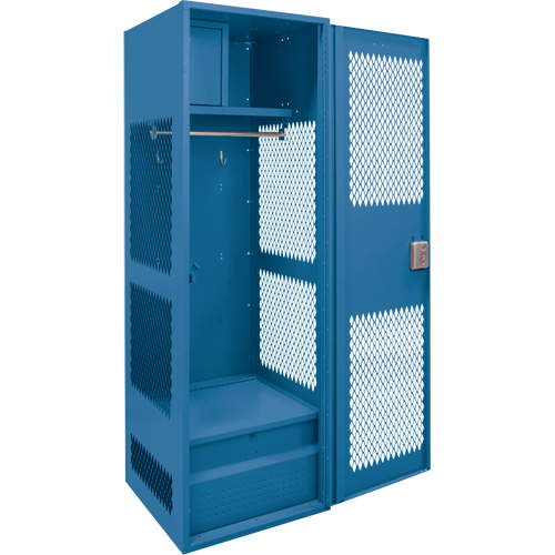 Casier pour &eacute;quipement avec porte, Acier, 24" la x 18" p x 72" h, Bleu fonc&eacute; Duraquip Inc