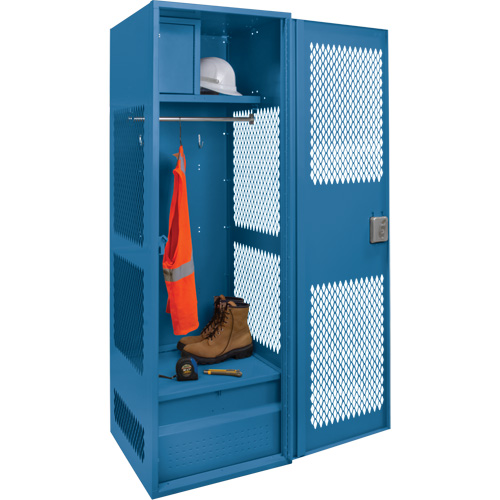 Casier pour &eacute;quipement avec porte, Acier, 24" la x 18" p x 72" h, Bleu fonc&eacute; Duraquip Inc