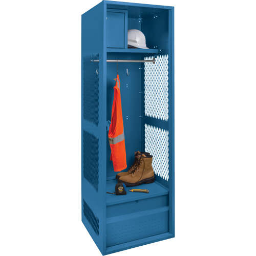 Gear Locker, Steel, 24" W x 18" D x 72" H, Dark Blue Duraquip Inc