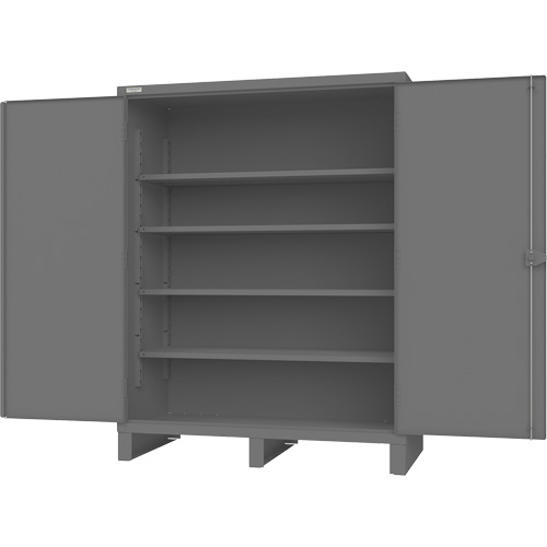 Armoire avec portes encastr&eacute;es, Acier, 4 Tablettes, 78" h x 60" la x 30" P, Gris Duraquip Inc