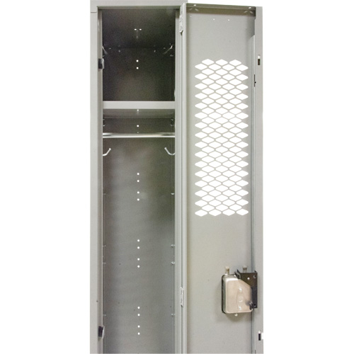 Vented Lockers, 12" x 18" x 88", Steel, Grey, Knocked Down, Perforated Duraquip Inc