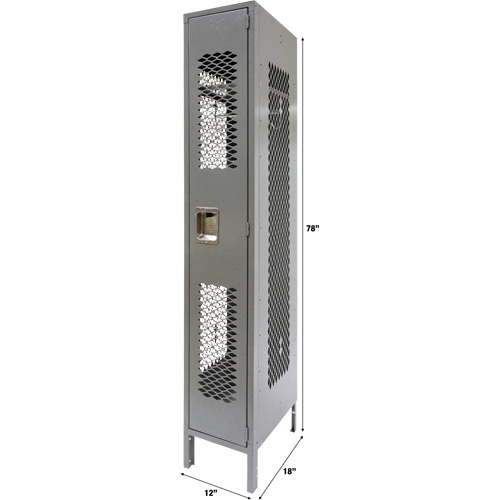 Casiers ventil&eacute;s, 12" x 18" x 78", Acier, Gris, D&eacute;mont&eacute;, Perfor&eacute; Duraquip Inc