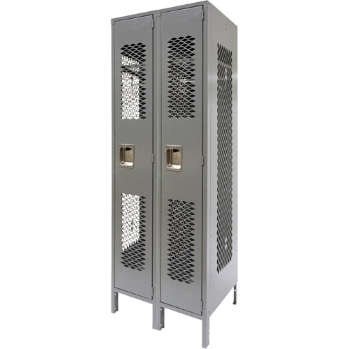 Casiers ventil&eacute;s, Bloc de 2, 24" x 18" x 78", Acier, Gris, D&eacute;mont&eacute;, Perfor&eacute; Duraquip Inc