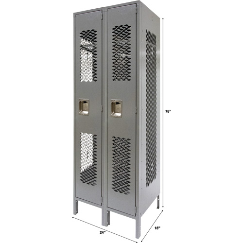 Casiers ventil&eacute;s, Bloc de 2, 24" x 18" x 78", Acier, Gris, D&eacute;mont&eacute;, Perfor&eacute; Duraquip Inc