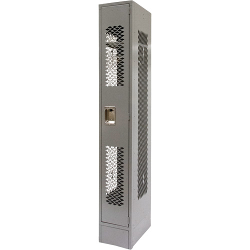 Vented Lockers, 12" x 18" x 78", Steel, Grey, Knocked Down, Perforated Duraquip Inc