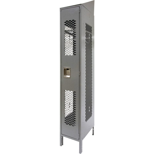 Vented Lockers, 12" x 18" x 88", Steel, Grey, Knocked Down, Perforated Duraquip Inc