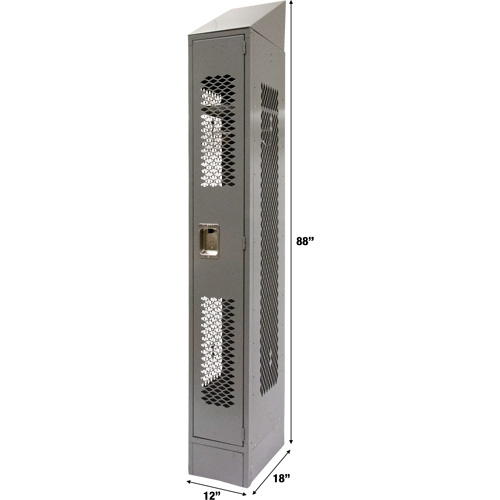 Vented Lockers, 12" x 18" x 88", Steel, Grey, Knocked Down, Perforated Duraquip Inc