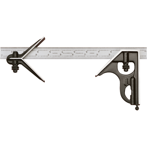 Combination Squares with Square Head & Centre Head - No. 33HC Series with Forged & Hardened Steel Heads, 18" L, 1/64" Graduations, Steel, Satin Duraquip Inc