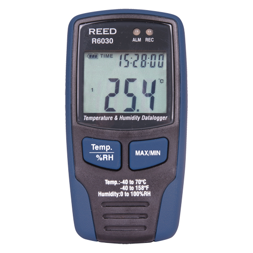Temp/RH Data Logger with ISO Certificate, 40°C to 70°C (-40°F to 158°F) Duraquip Inc