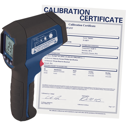 Infrared Thermometer with ISO Certificate, -31°- 1202° F ( -35° - 650° C ), 12:1, Adjustable Emmissivity Duraquip Inc