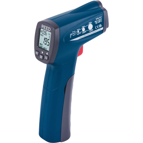 Infrared Thermometer, -25.6°- 752° F ( -32° - 400° C ), 12:1, Adjustable Emmissivity Duraquip Inc