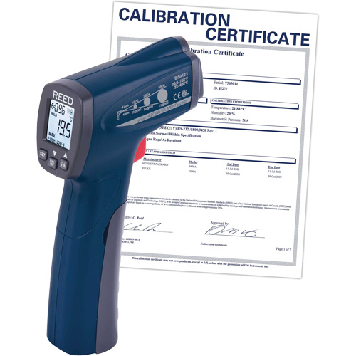 Infrared Thermometer with ISO Certificate, -25.6°- 752° F ( -32° - 400° C ), 12:1, Adjustable Emmissivity Duraquip Inc