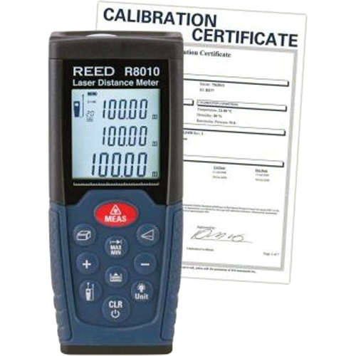 Laser Distance Meter with NIST Certificate, 1.92" - 328' (5 cm - 100 m) Range, Digital (Electronic) Duraquip Inc