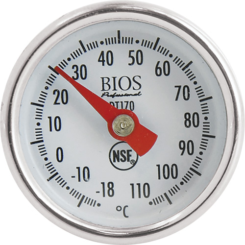 1" Dial Thermometer Celsius Only with Calibration Sleeve, Contact, Analogue, 0.4-230°F (-18-110°C) Duraquip Inc