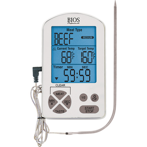Premium Meat Thermometer & Timer, Contact, Digital, -4-122°F (-20-50°C) Duraquip Inc
