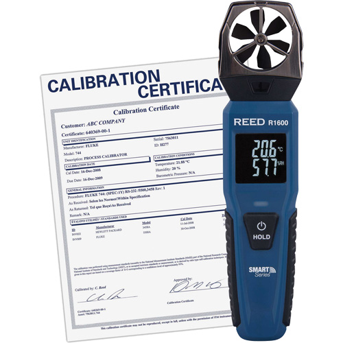 Bluetooth Smart Series Vane Anemometer with ISO Certificate, Data Logging, 0.6 - 25 m/sec/118 - 4921 ft./min/2.1 - 90 Km/hr/1.3 - 55.9 Mph Air Velocity Range Duraquip Inc