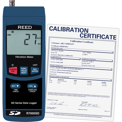 Data Logging Vibration Meter with ISO Certificate, 10% - 85% RH, 32°- 122° F ( 0° - 50° C ) Duraquip Inc