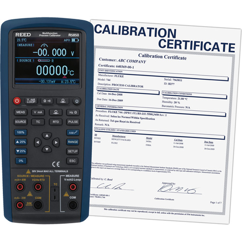 Multifunction Process Calibrator with ISO Certification, Without Data Logging, Portable, 5 Processes Duraquip Inc