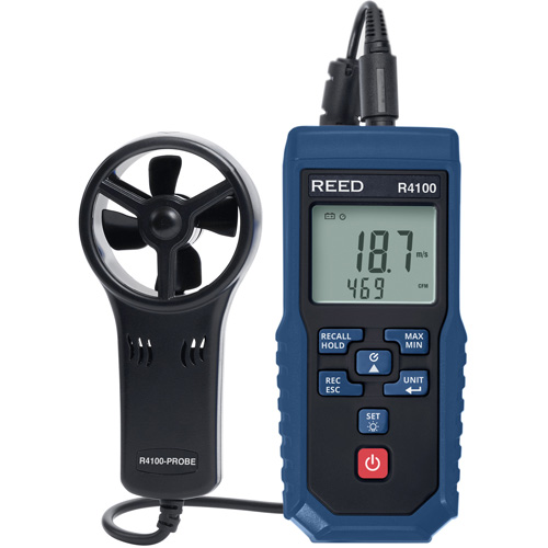 Vane Thermo-Anemometer with Air Volume, Data Logging, 0.4 - 30 m/sec Air Velocity Range Duraquip Inc
