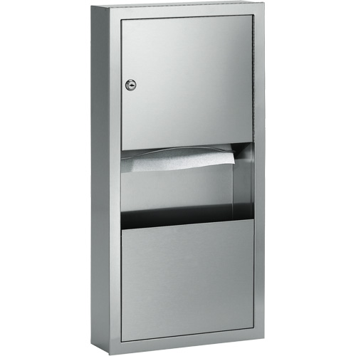 Combination Towel Dispenser with Waste Receptacle, Manual, 14" W x 4" D x 28" H Duraquip Inc