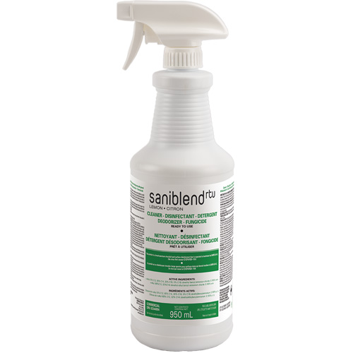 D&eacute;sinfectant et assainissant SaniBlend pr&ecirc;t &agrave; l'emploi, 950 ml, Bouteille &agrave; g&acirc;chette Duraquip Inc