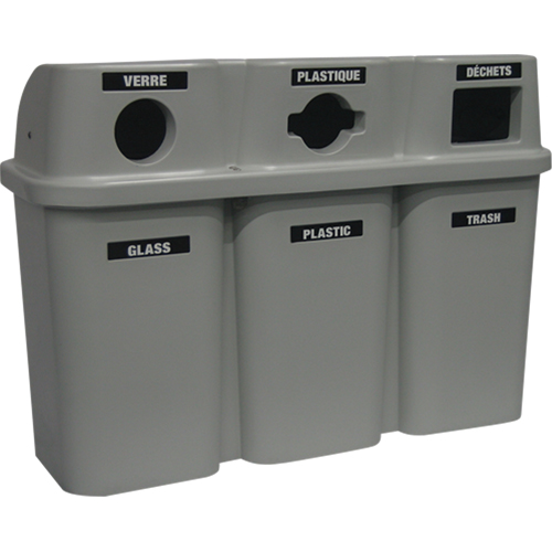 Contenants de recyclage Bullseye, Bord de rue, Plastique, 3 x 22 gal. US Duraquip Inc