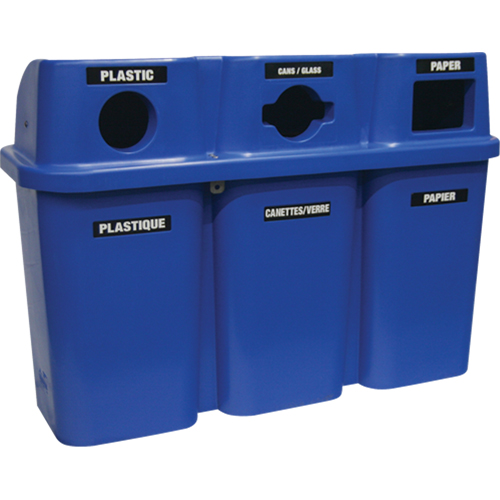Recycling Containers Bullseye, Curbside, Plastic, 3 x 22 US Gal. Duraquip Inc