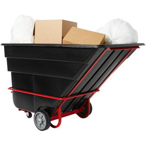 Chariot basculeur en acier, Plastique recycl&eacute; noir, 1/2 vg³, Capacit&eacute; de charge de 1400 lb Duraquip Inc