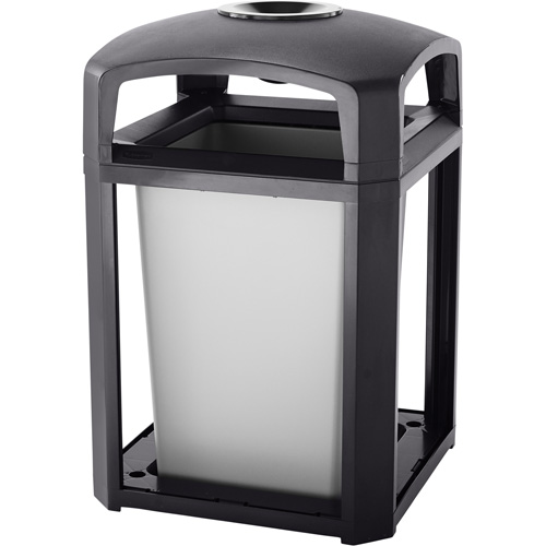 Cendrier et corbeille pour d&eacute;chets de s&eacute;rie Landmark, Plastique, Capacit&eacute; 35 gal. US, Hauteur 40" Duraquip Inc