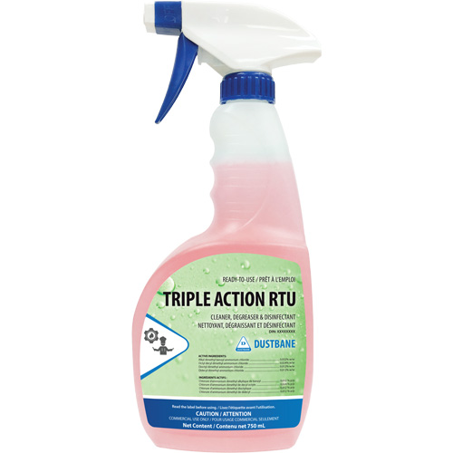Action triple - nettoyant, d&eacute;graissant et d&eacute;sinfectant, 750 ml, Bouteille &agrave; g&acirc;chette Duraquip Inc