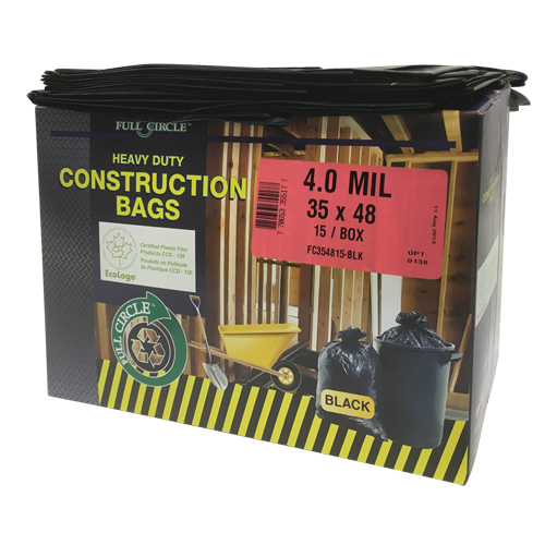 Sacs pour d&eacute;chets pour entrepreneurs, Fort, 35" la x 48" lo, 4 mils, Noir, Capacit&eacute; 166,55 L (44 gal.) Duraquip Inc