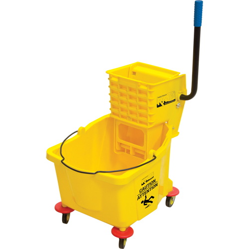 Mop Bucket and Wringer, Side Press, 9.5 US Gal.(38 Quart), Yellow Duraquip Inc