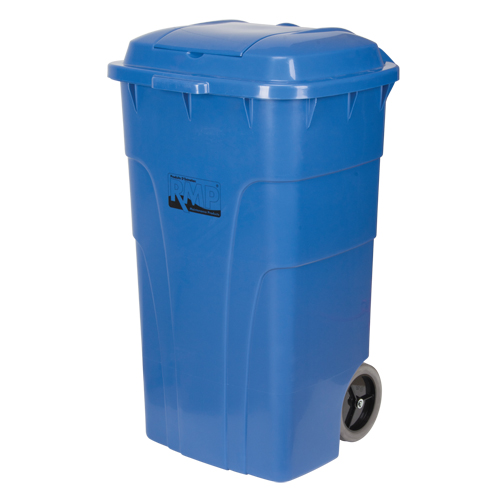 Roll Out Recycling Bin, Curbside, Polyethylene, 65 US gal. Duraquip Inc