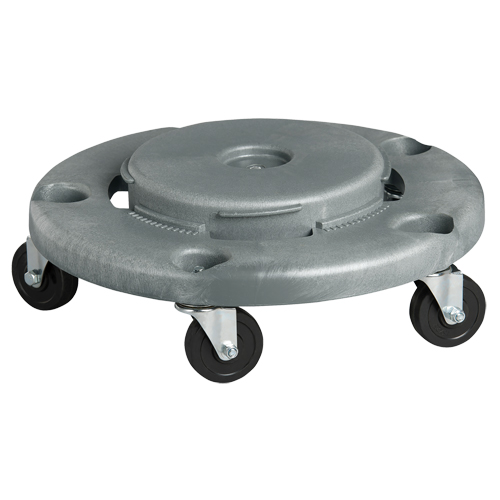 Waste Container Dolly, Polyethylene, Grey, Fits: 24" Dia. Duraquip Inc
