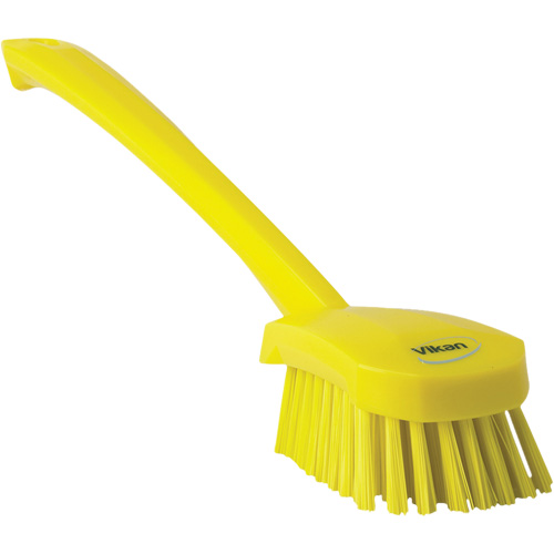 Brosse &agrave; manche long, Soies Ferme, Longueur de 16-3/10", Jaune Duraquip Inc