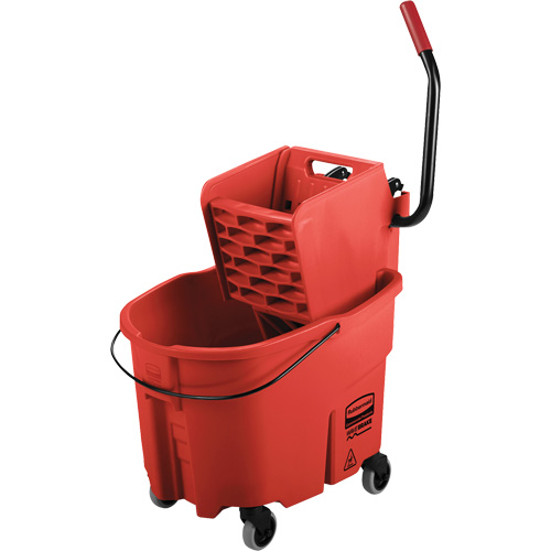 Ensemble de seau pour vadrouille et essoreuse WaveBrake, Pression lat&eacute;rale, 8,75 gal. US (35 pintes), Rouge Duraquip Inc