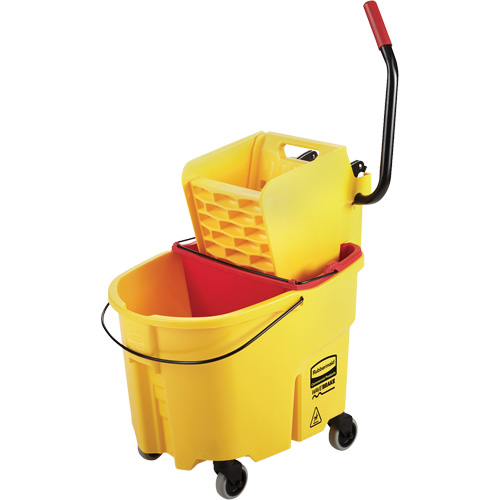 Ensemble de seau pour vadrouille et essoreuse WaveBrake, Pression lat&eacute;rale, 8,75 gal. US (35 pintes), Jaune Duraquip Inc