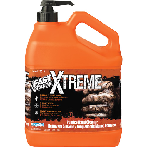Nettoyant professionnel pour les mains Xtreme, Pierre ponce, 3,78 L, Bouteille &agrave; pompe, Orange Duraquip Inc