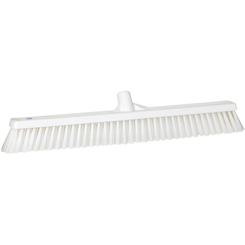 Combo Bristle Push Broom, Coarse/Fine Bristles, 24", Polyester, White Duraquip Inc