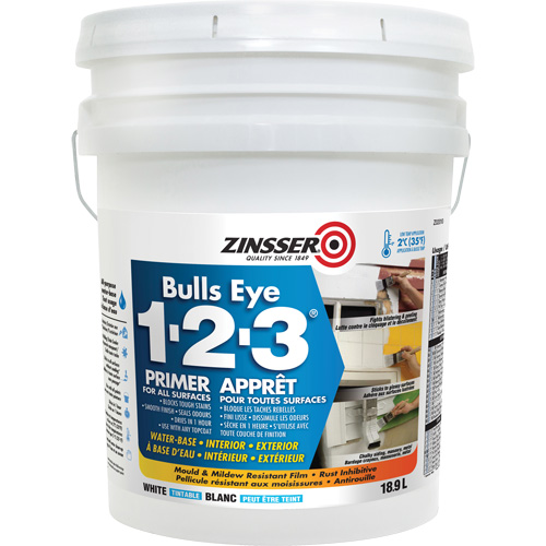 Appr&ecirc;t &agrave; base d'eau Bulls Eye 1-2-3, 18,9 L, Seau, Blanc Duraquip Inc