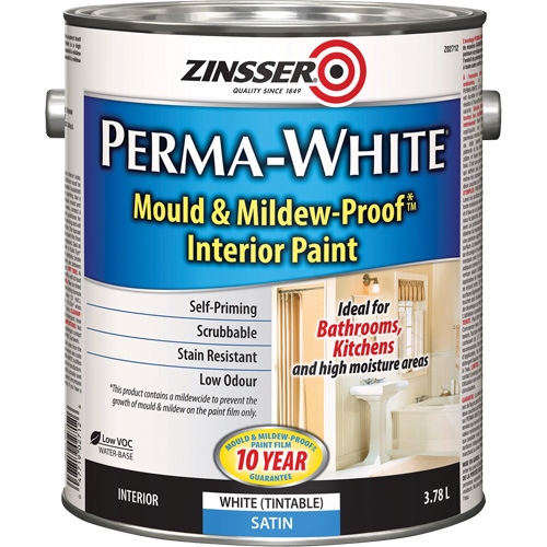 Perma-White&reg; Mold & Mildew-Proof Interior Paint, 3.78 L, Gallon, White Duraquip Inc