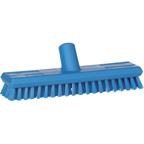 Water-Fed Deck Scrub Brush, X-Coarse Bristles, 10-3/4", Polyester, Blue Duraquip Inc