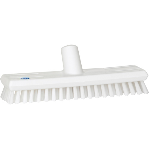 Water-Fed Deck Scrub Brush, X-Coarse Bristles, 10-3/4", Polyester, White Duraquip Inc