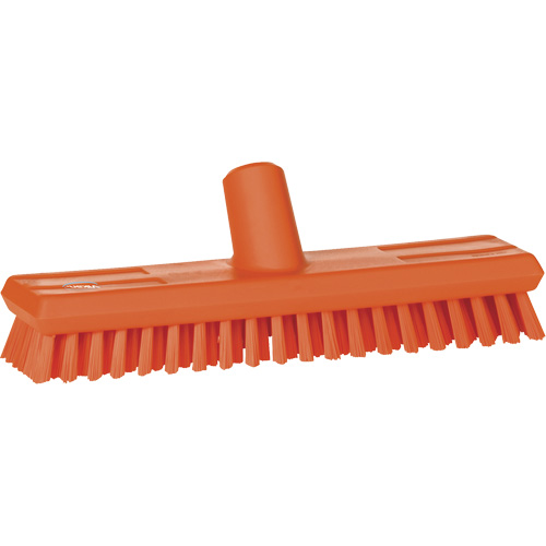 Water-Fed Deck Scrub Brush, X-Coarse Bristles, 10-3/4", Polyester, Orange Duraquip Inc