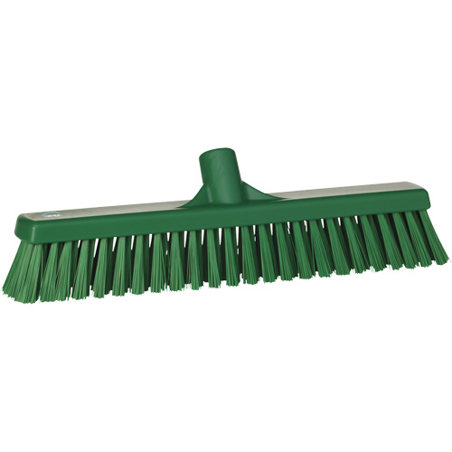Combo Bristle Push Broom Head, Coarse/Fine Bristles, 16-1/2", Polyester, Green Duraquip Inc