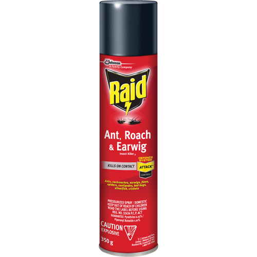 Insecticide contre fourmis, coquerelles et perce-oreilles Raid, 350 g, &agrave; base de solvant Duraquip Inc