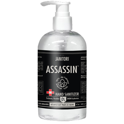 54 Assassin Hand Sanitizer, 500 ml, Pump Bottle, 70% Alcohol Duraquip Inc