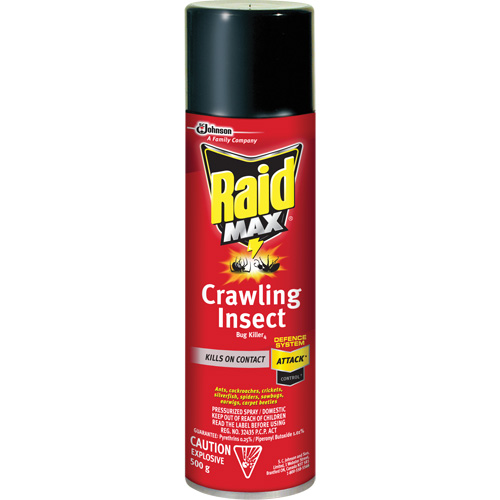 Insecticide contre les insectes rampants Raid Max, 500 g, Canette a&eacute;rosol, &agrave; base de solvant Duraquip Inc